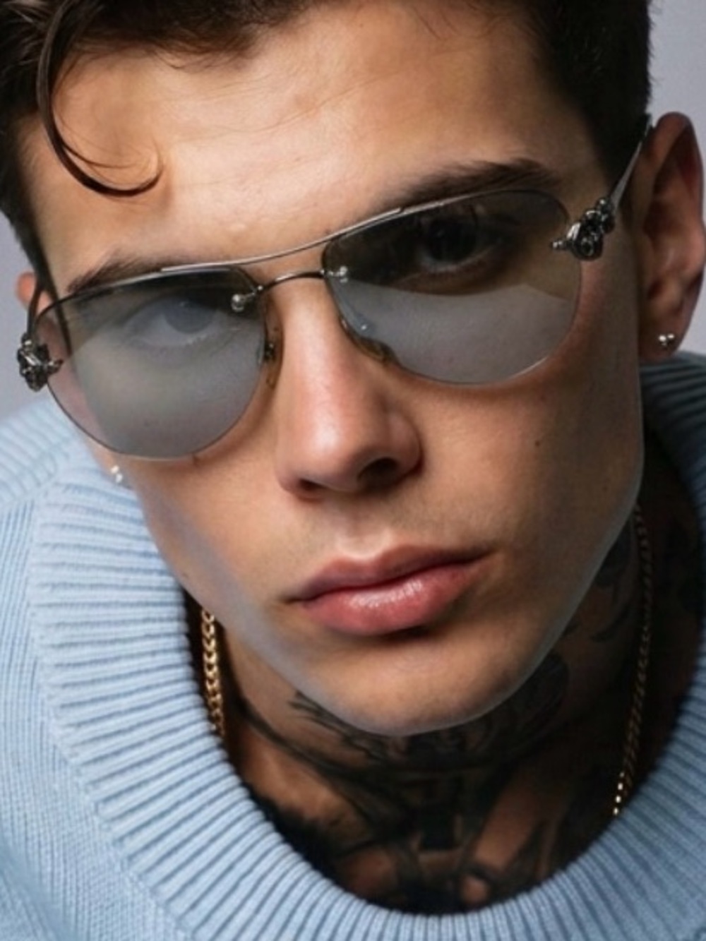 Chrome Hearts Rimless Sunglasses - Silver/Black with Original Case & Papers🖤